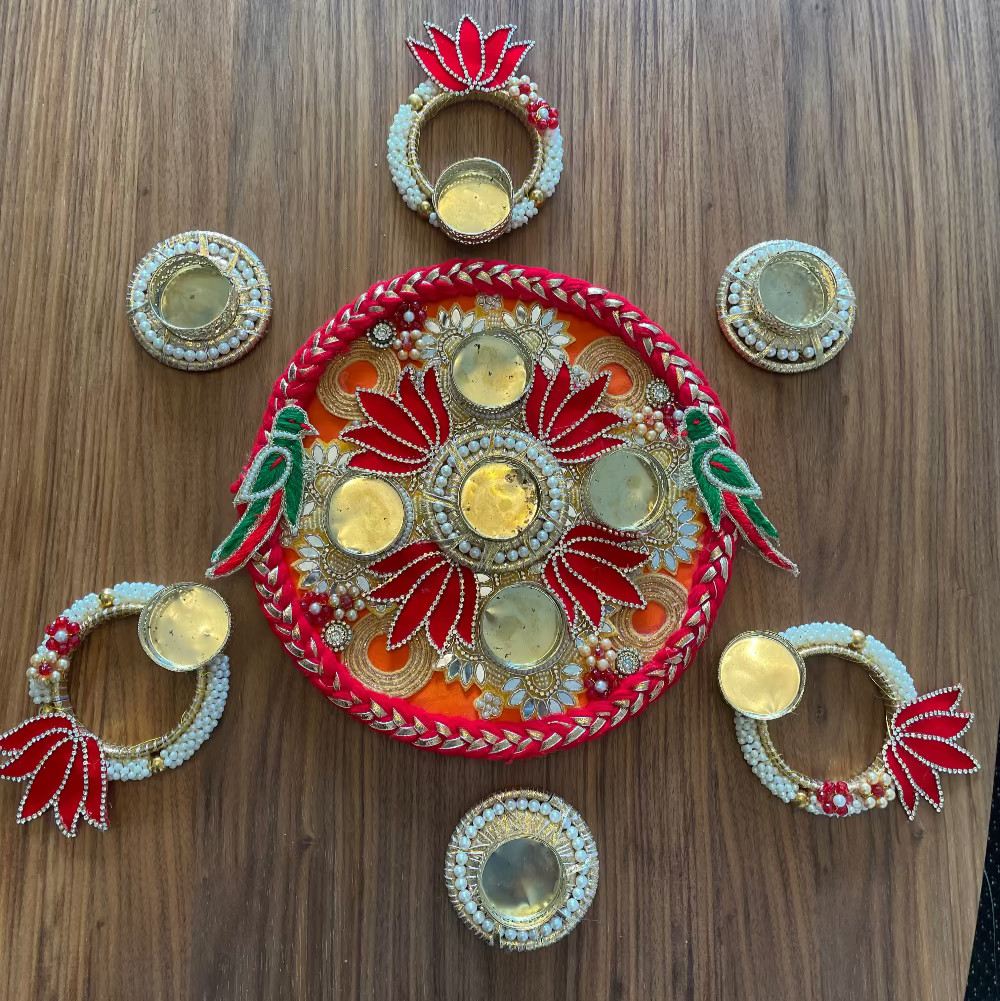 Rangoli T-Light Set - Red Parrot