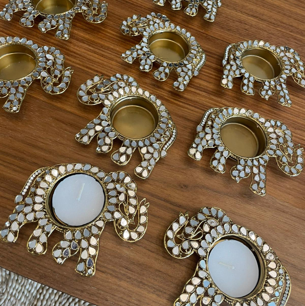 Elephant Mirror Diya (Set of 2)