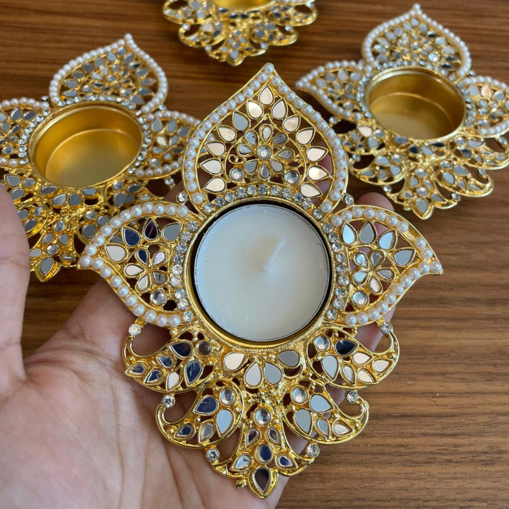 Floral Mirror Diya (1pc)