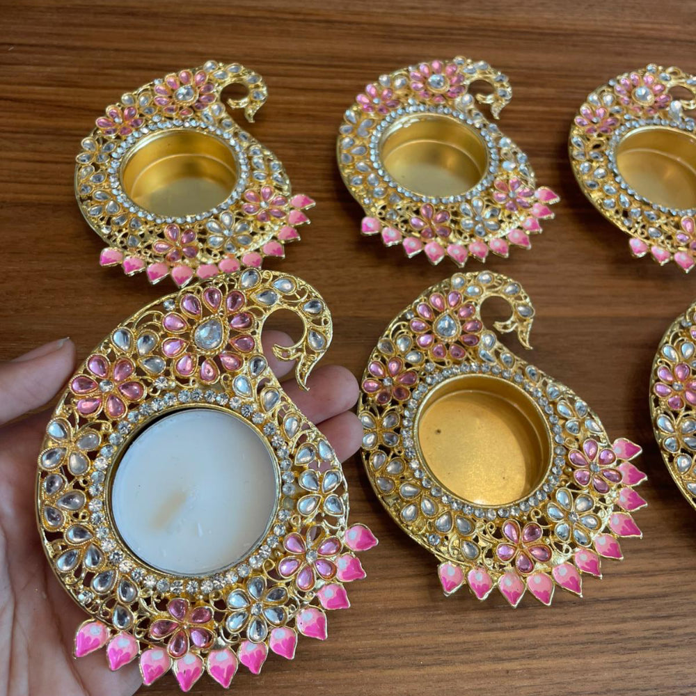 Pink Kundan Diya (1pc)