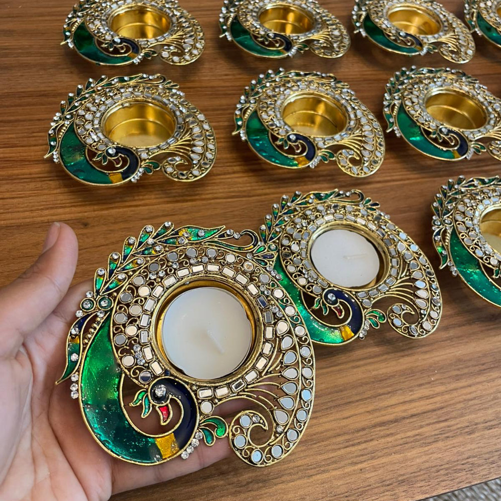 Peacock Mirror Diya (1pc)