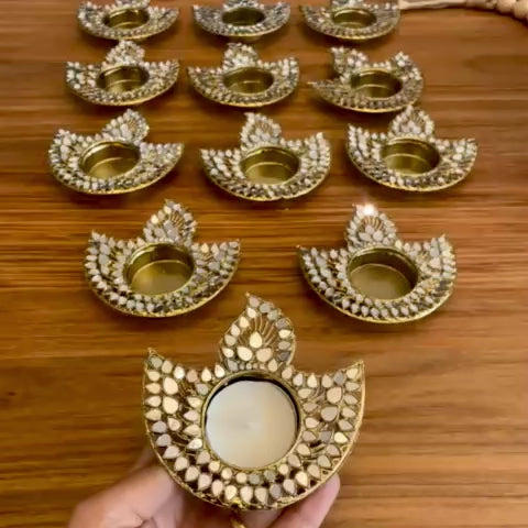 Festive Mirror Diya (1pc)