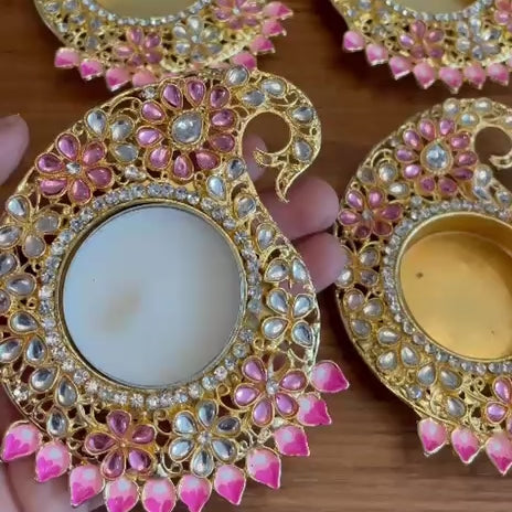 Pink Kundan Diya (1pc)