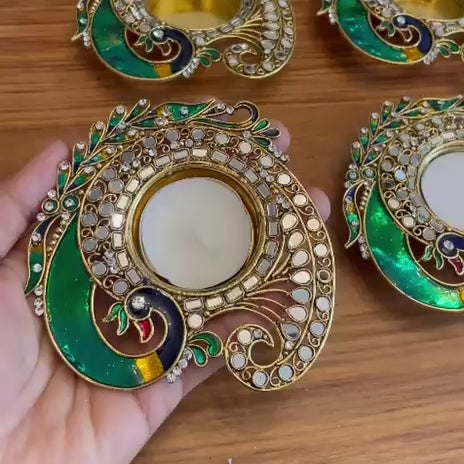 Peacock Mirror Diya (1pc)